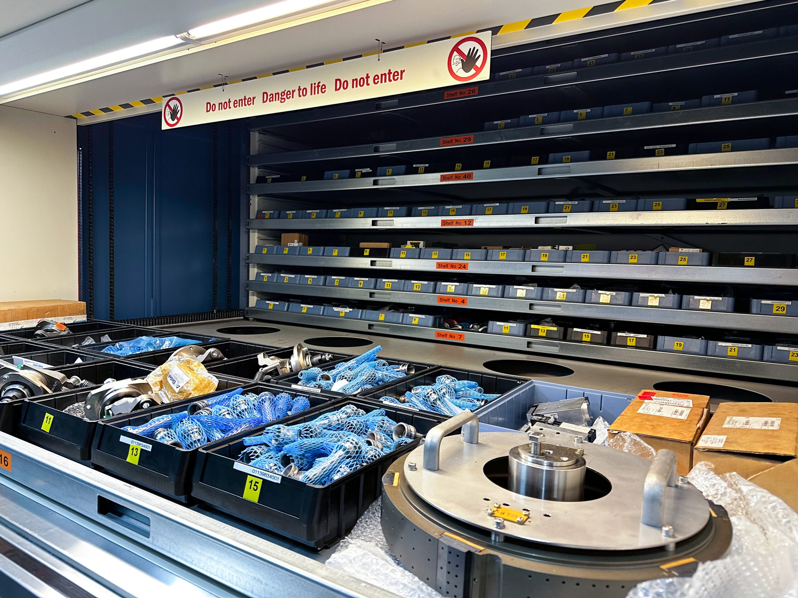 Critical spare parts storage with Industore's automated storage carousel